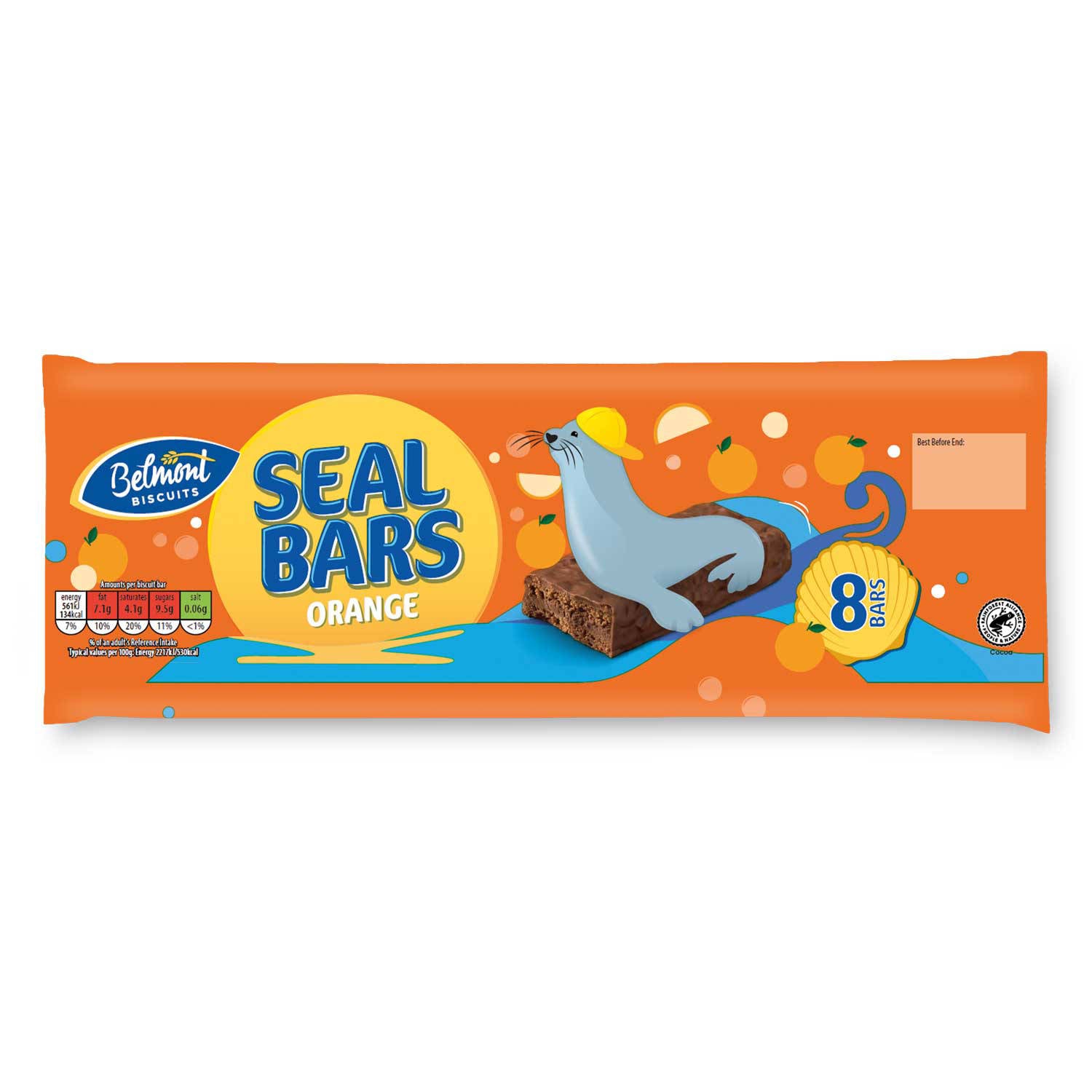 Belmont Seal Bars chocolate coated snack, imported from the UK
