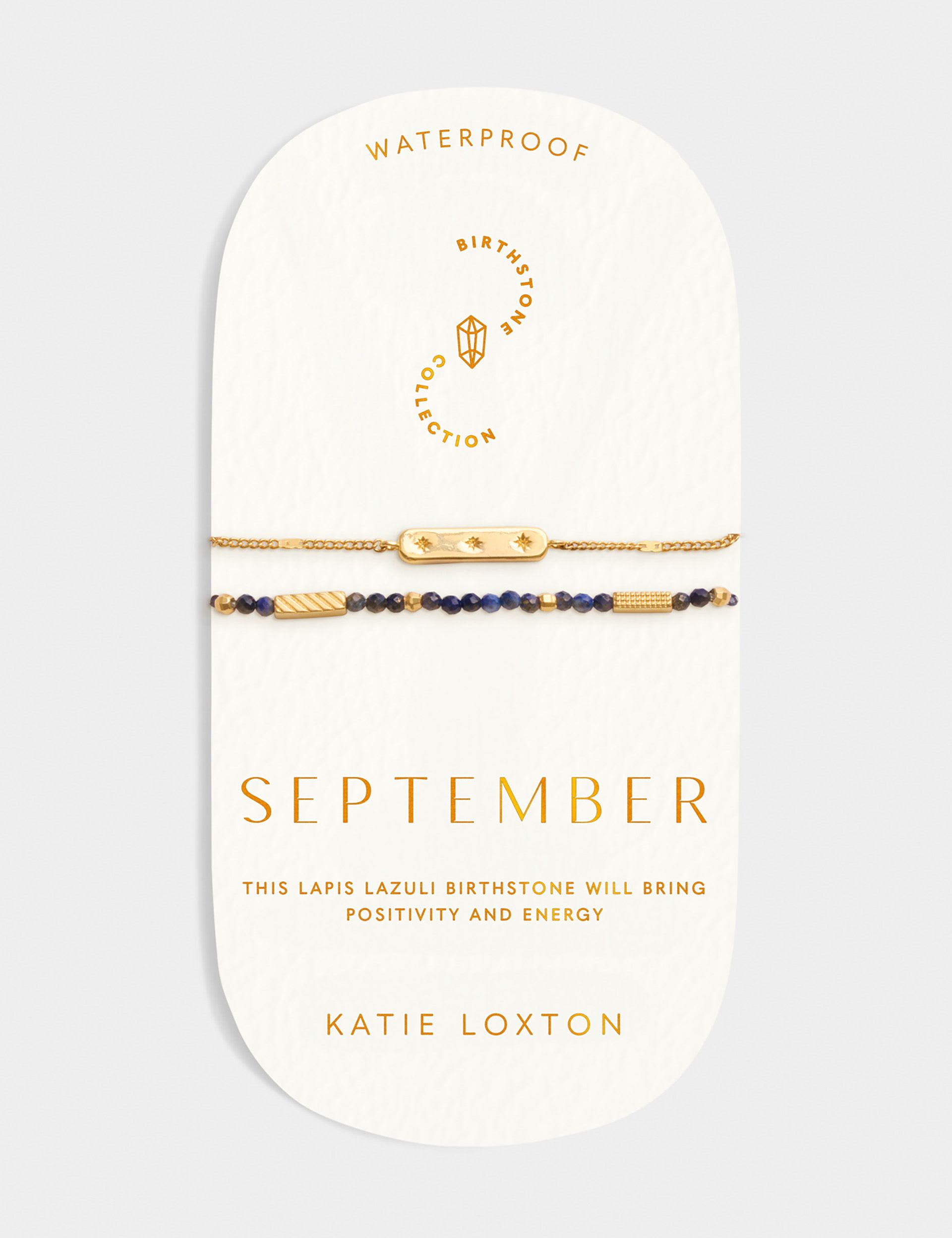 Katie Loxton waterproof birthstone bracelet lapis lazuli - British product