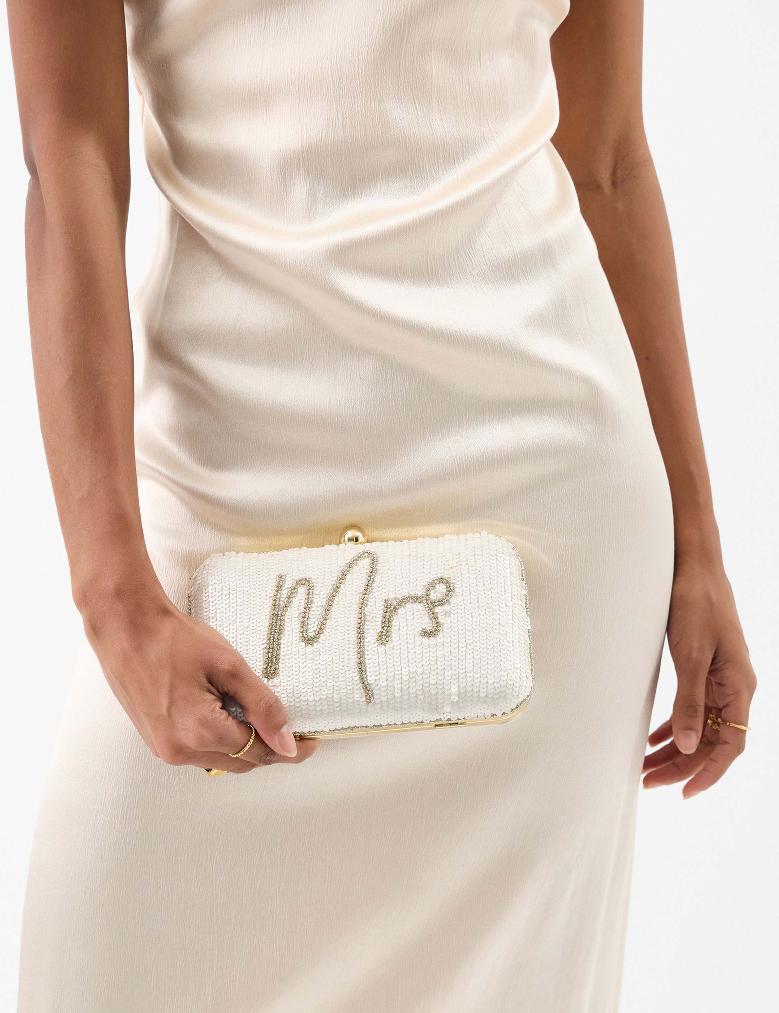 Accessorize Sequin Mrs Clutch Bag, imported from the UK