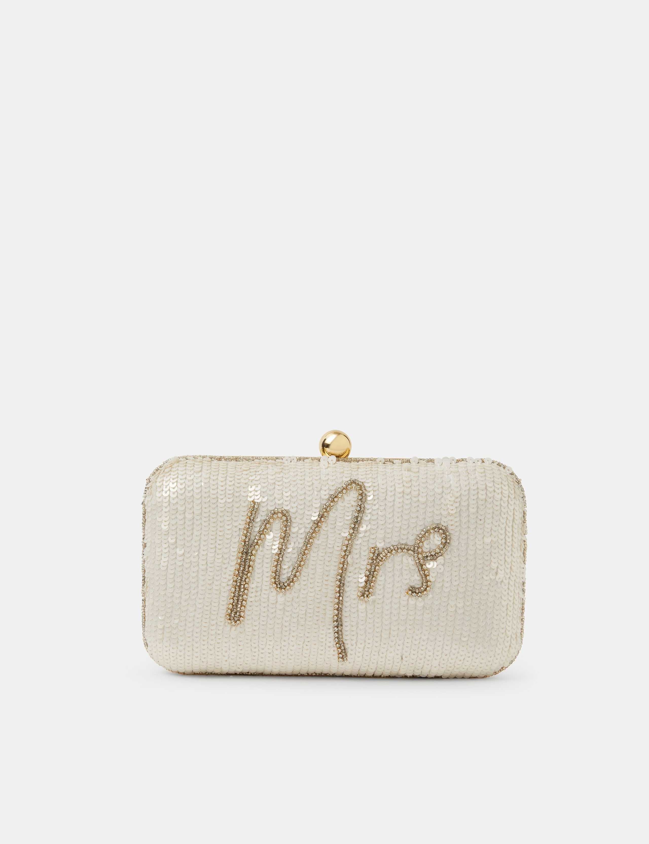 Accessorize Sequin Mrs Clutch Bag, imported from the UK