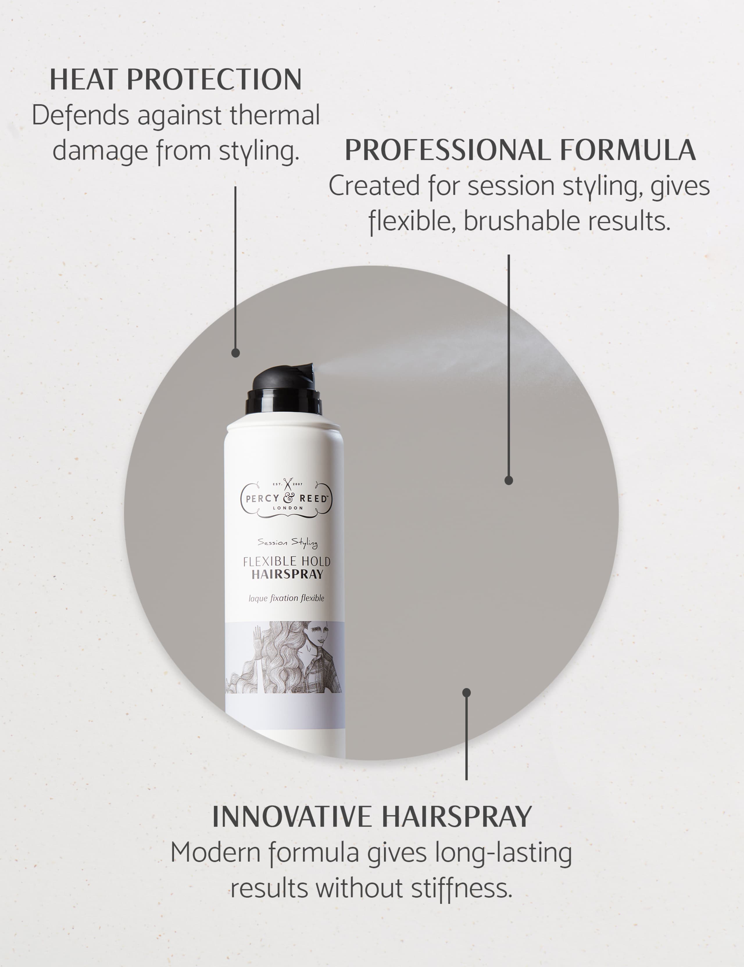 Percy & Reed Session Styling Flexible Hold Hairspray 250ml (British brand)