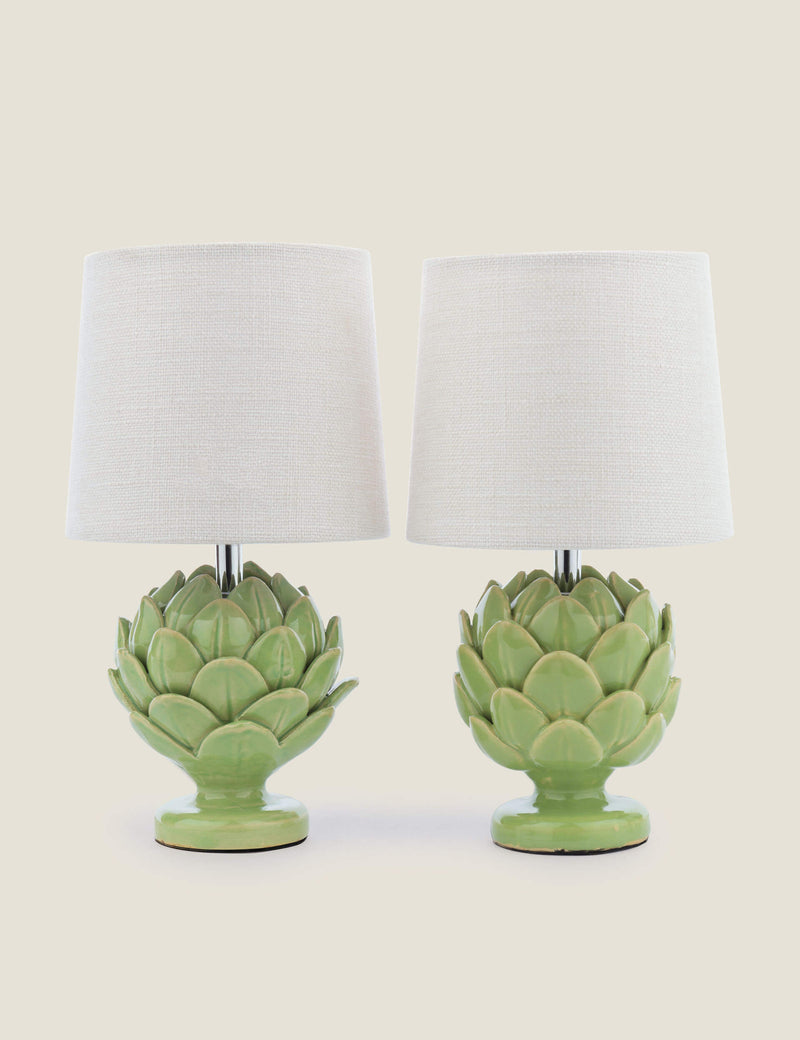 Laura Ashley artichoke ceramic table lamp set, UK version