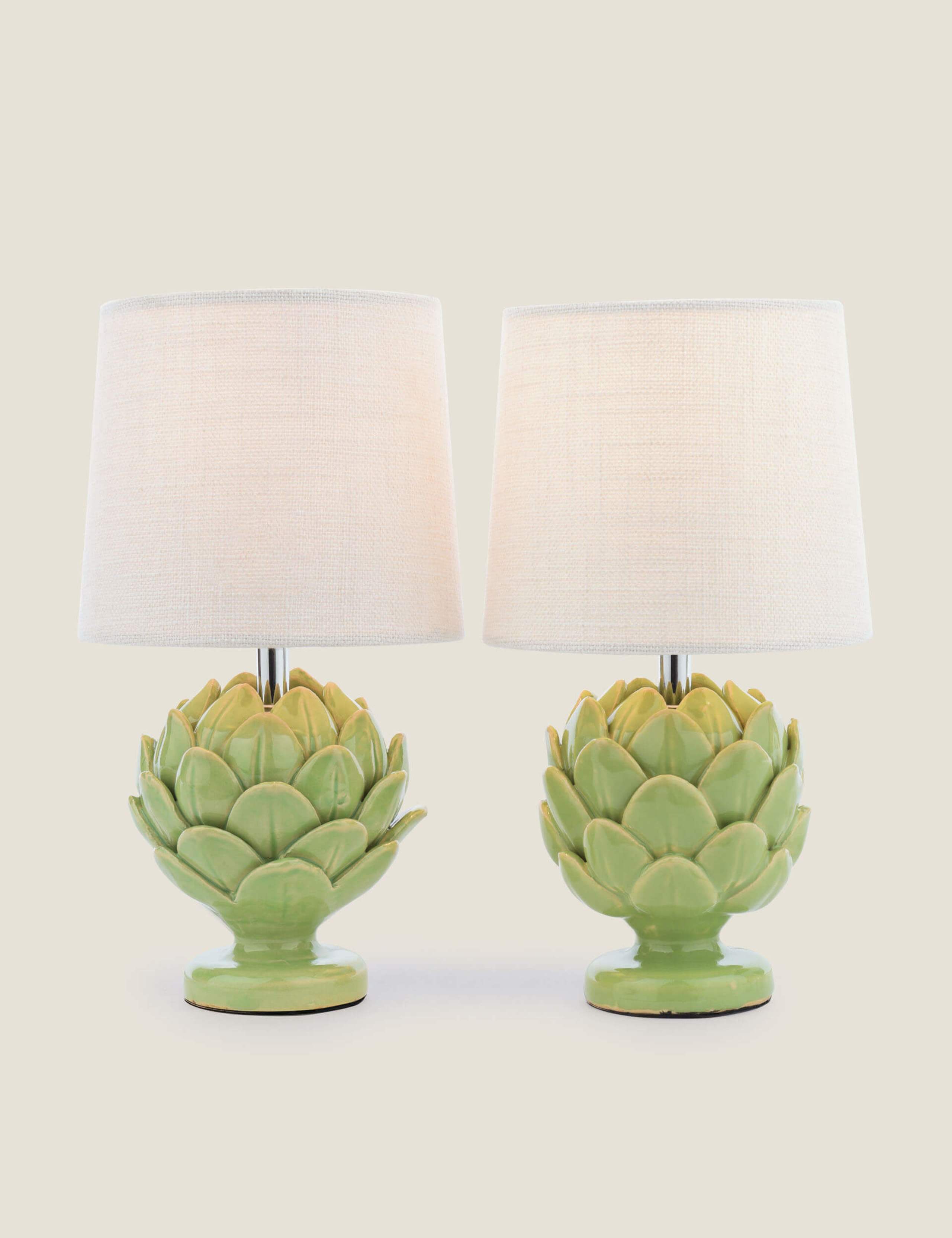 Laura Ashley artichoke ceramic table lamp set, UK version