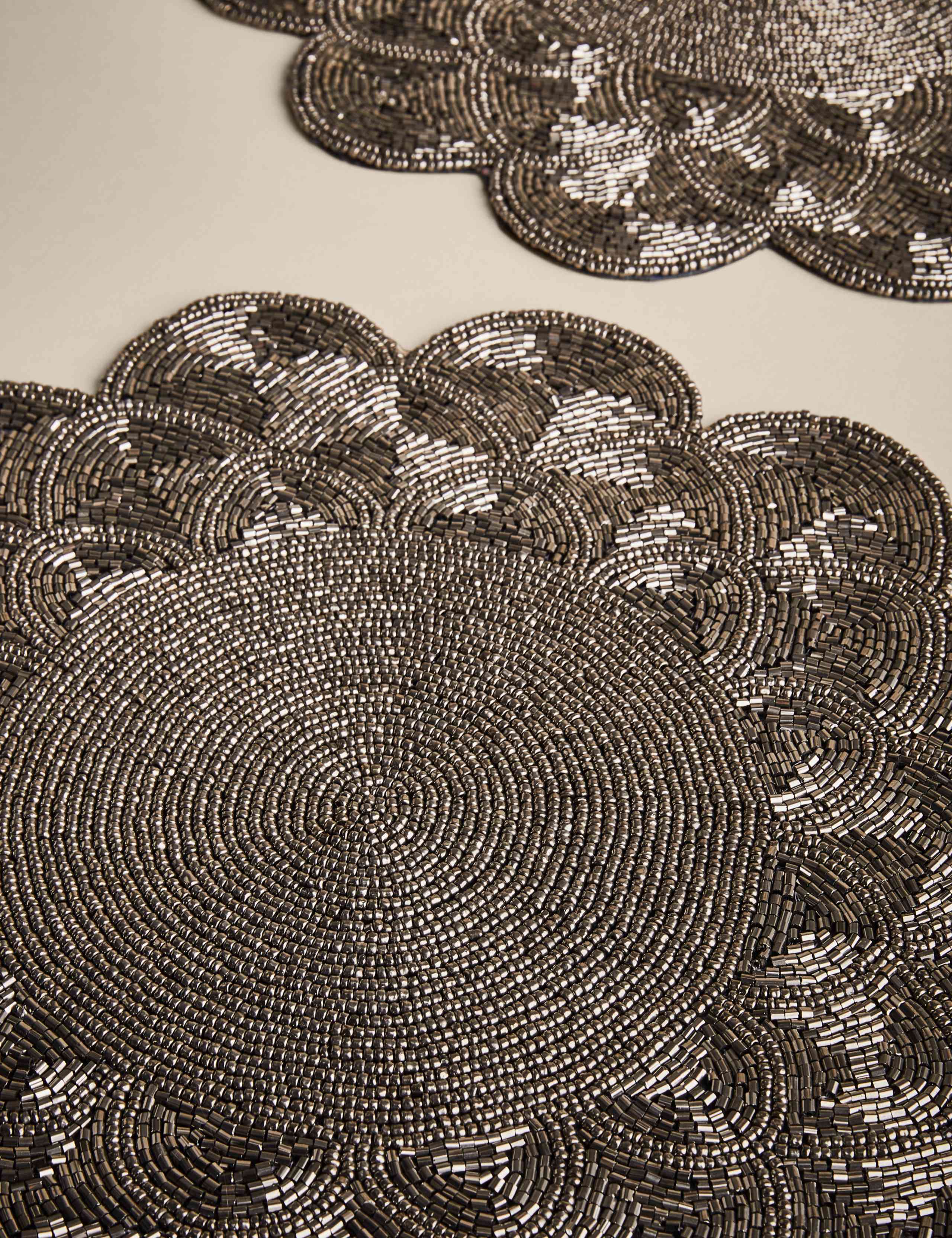 Set of two beaded scallop placemats (British brand)