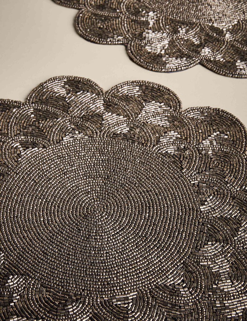 Set of two beaded scallop placemats (British brand)