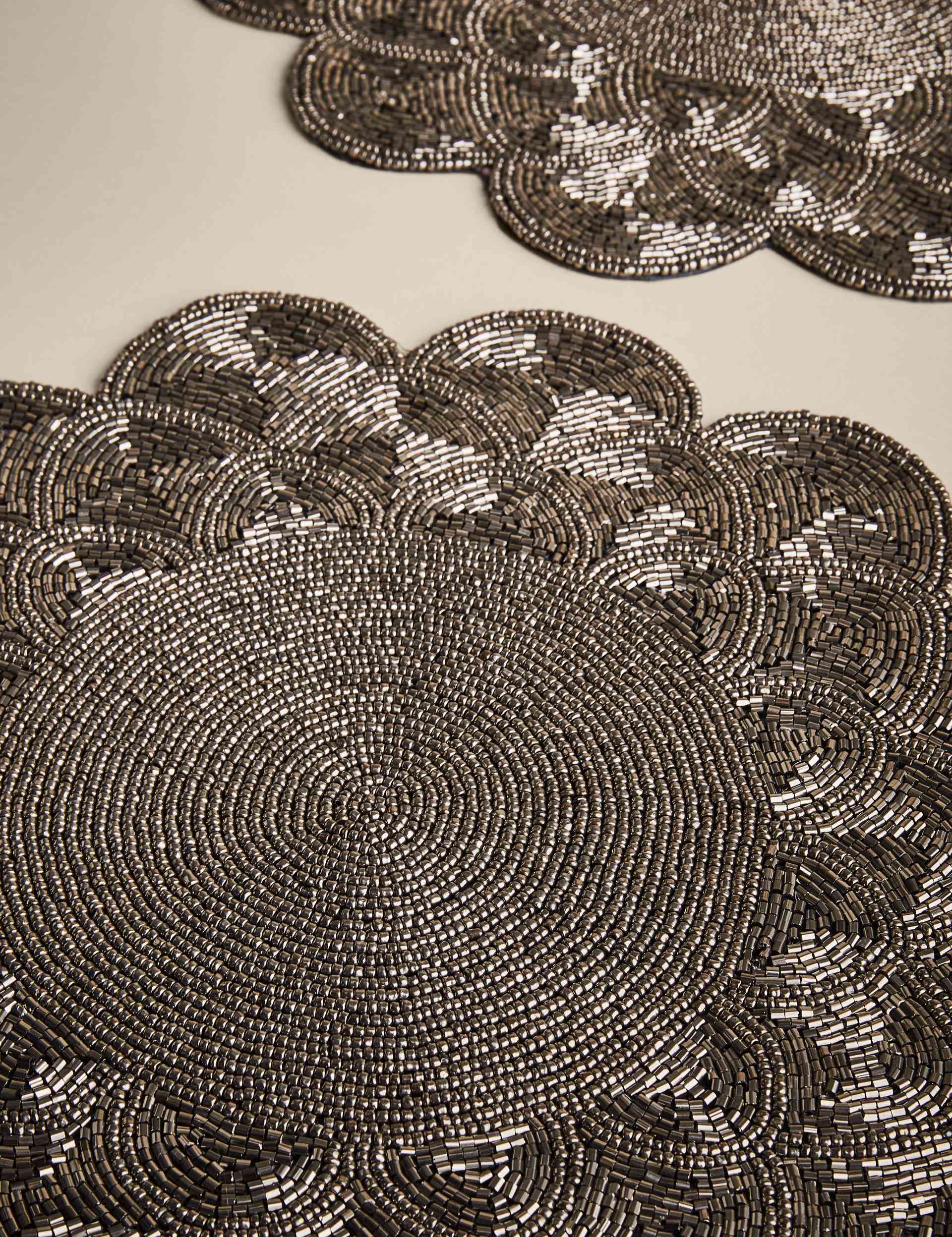 Set of two beaded scallop placemats (British brand)
