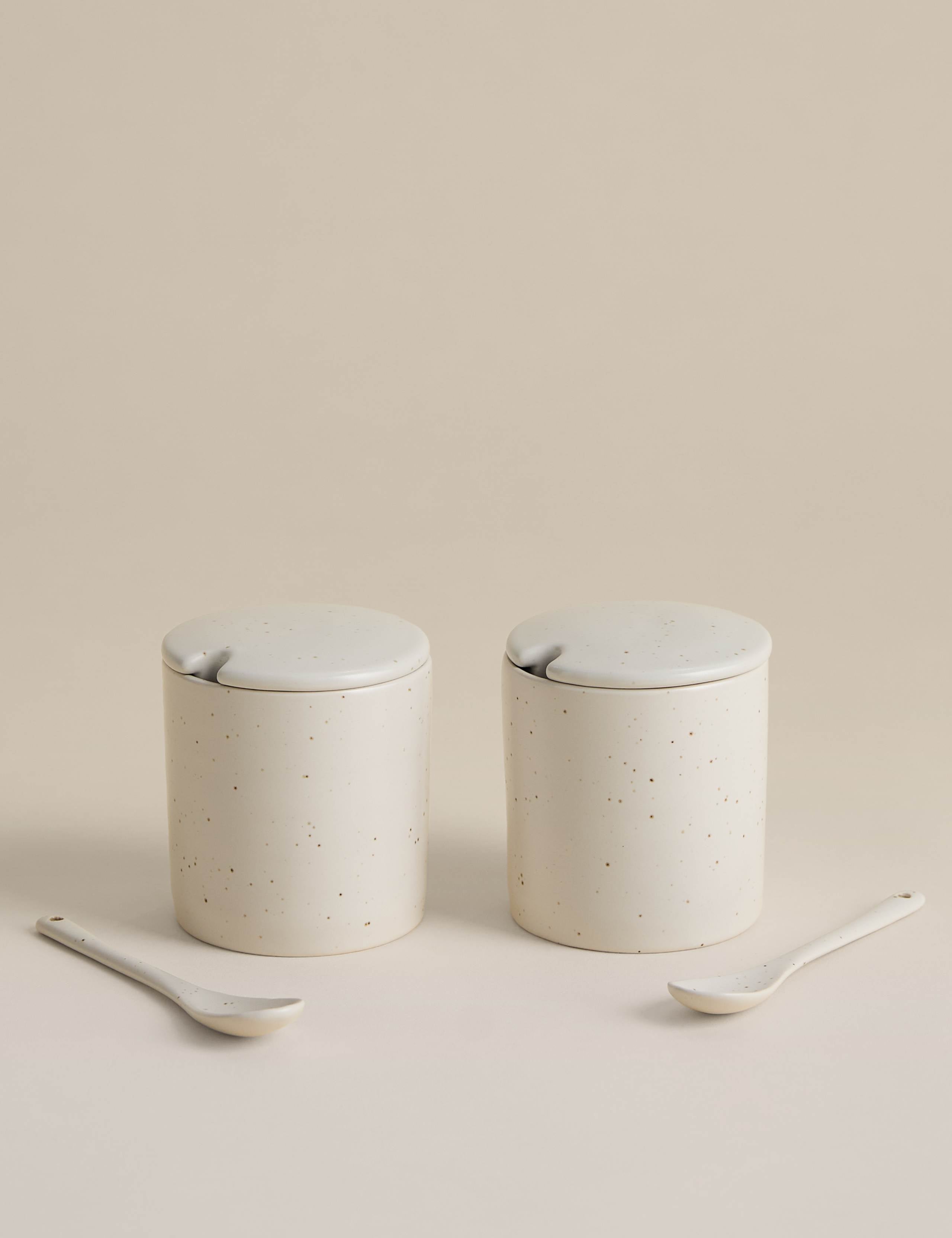Ceramic pinch pots set of two with speckle glaze - British product