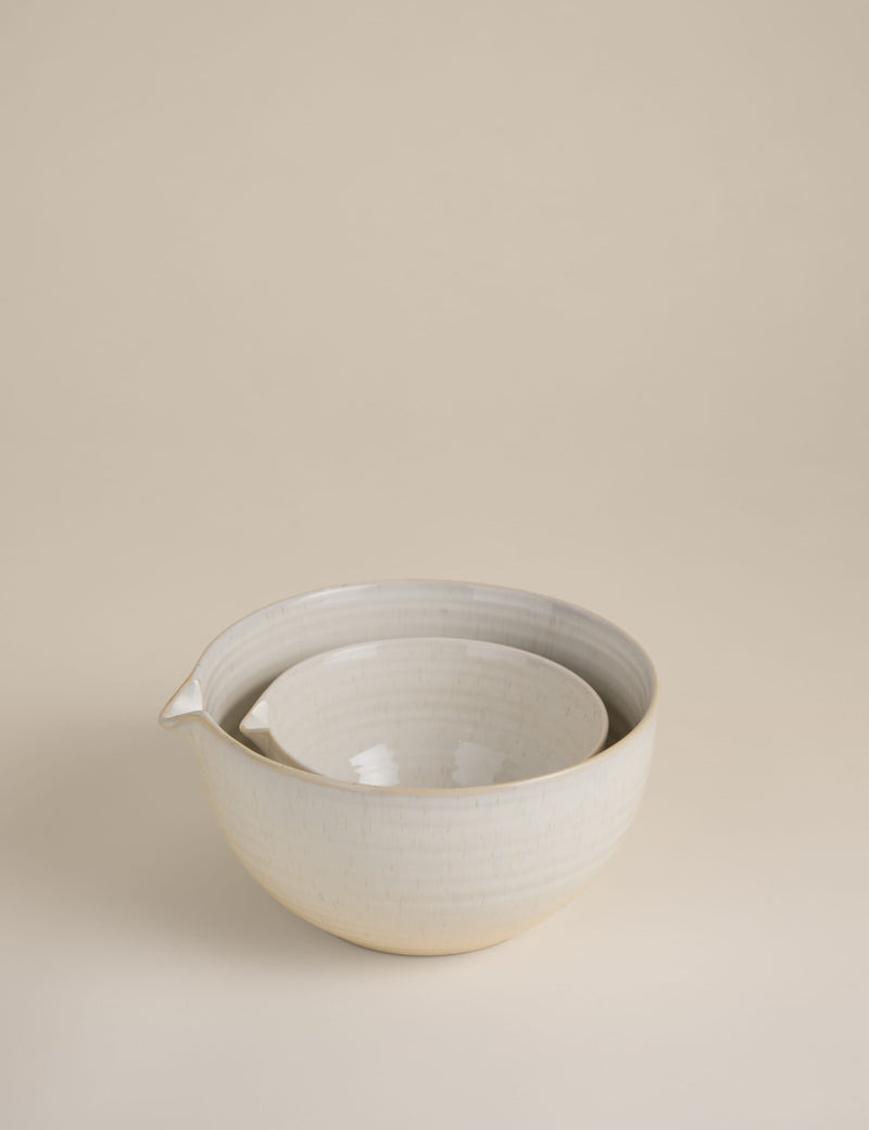 Ceramic ribbed nesting mixing bowls set of 2 (British brand)