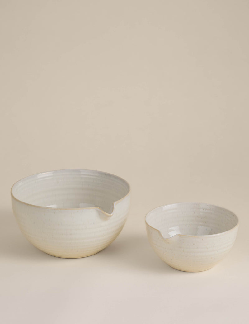 Ceramic ribbed nesting mixing bowls set of 2 (British brand)
