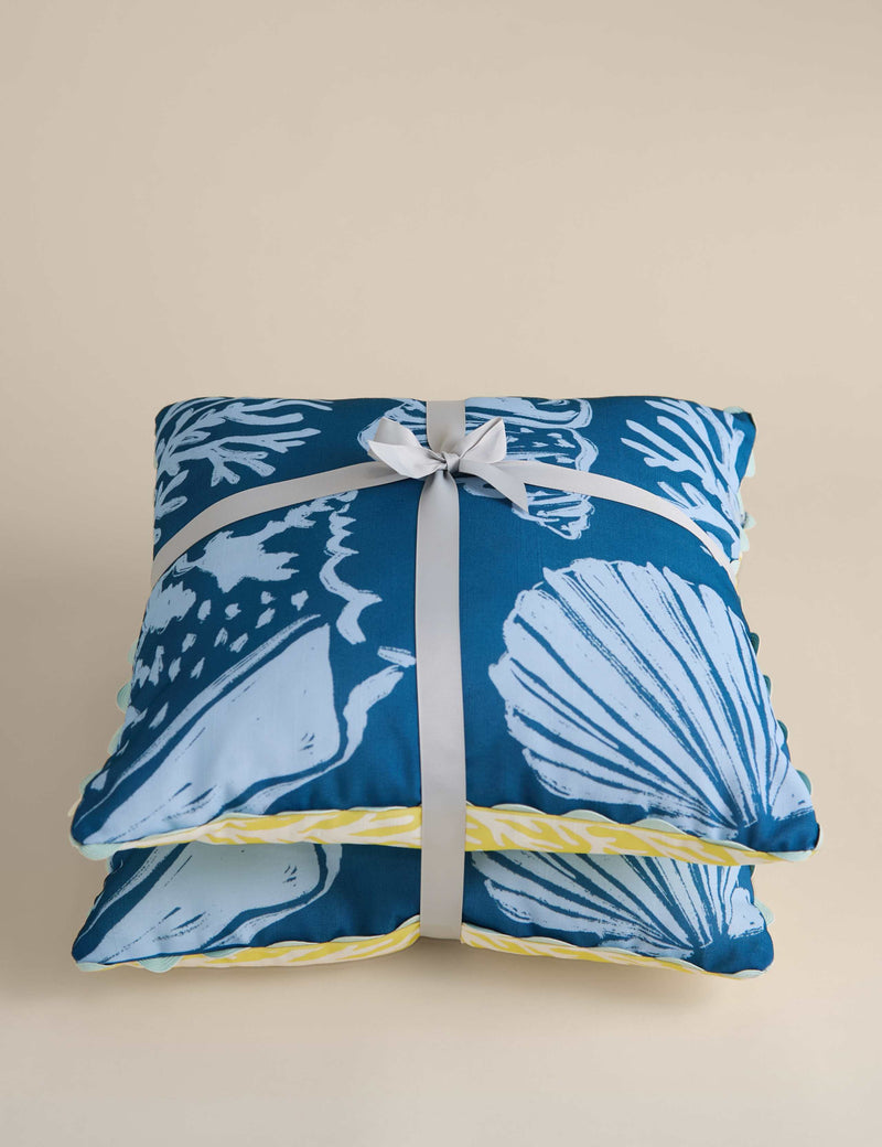 Coastal outdoor cushions set of two 43cm square - British product
