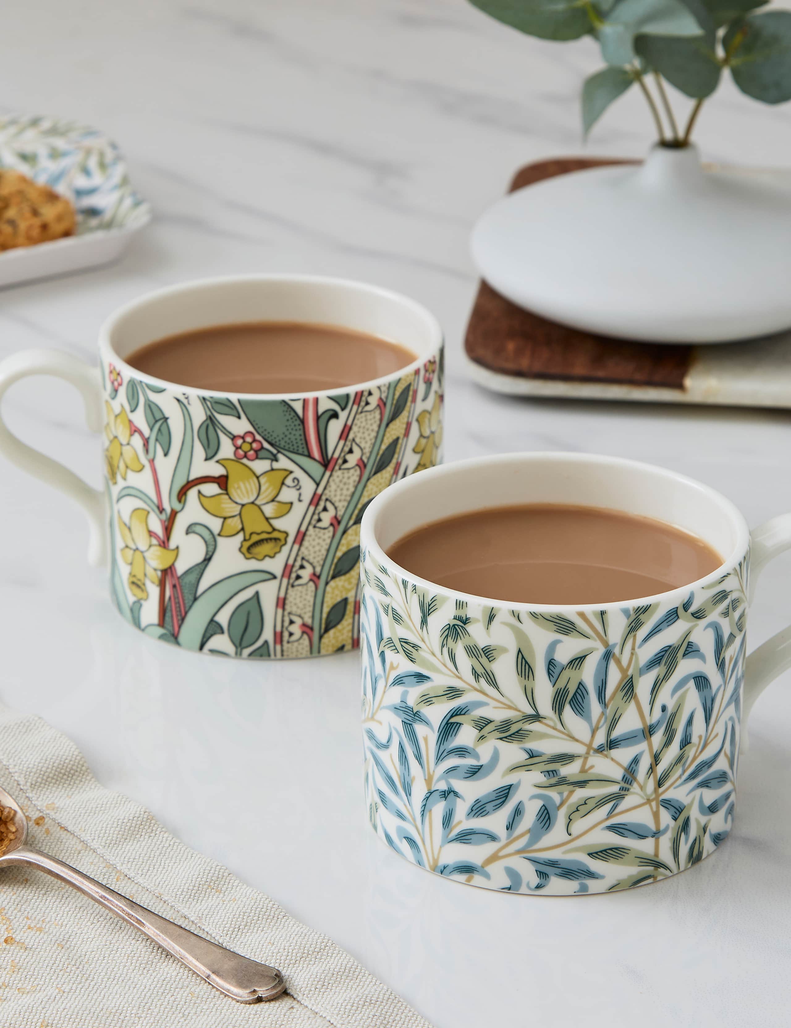 Morris & Co Daffodil Mugs set of 2 porcelain (British brand)