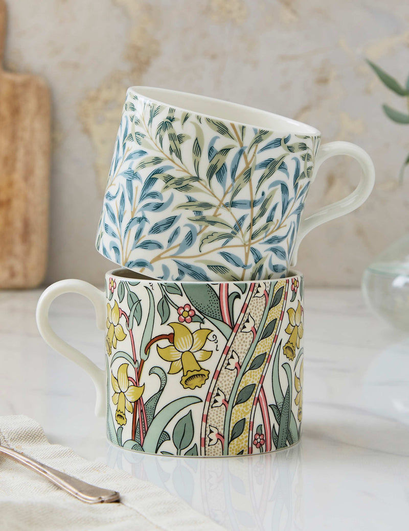 Morris & Co Daffodil Mugs set of 2 porcelain (British brand)