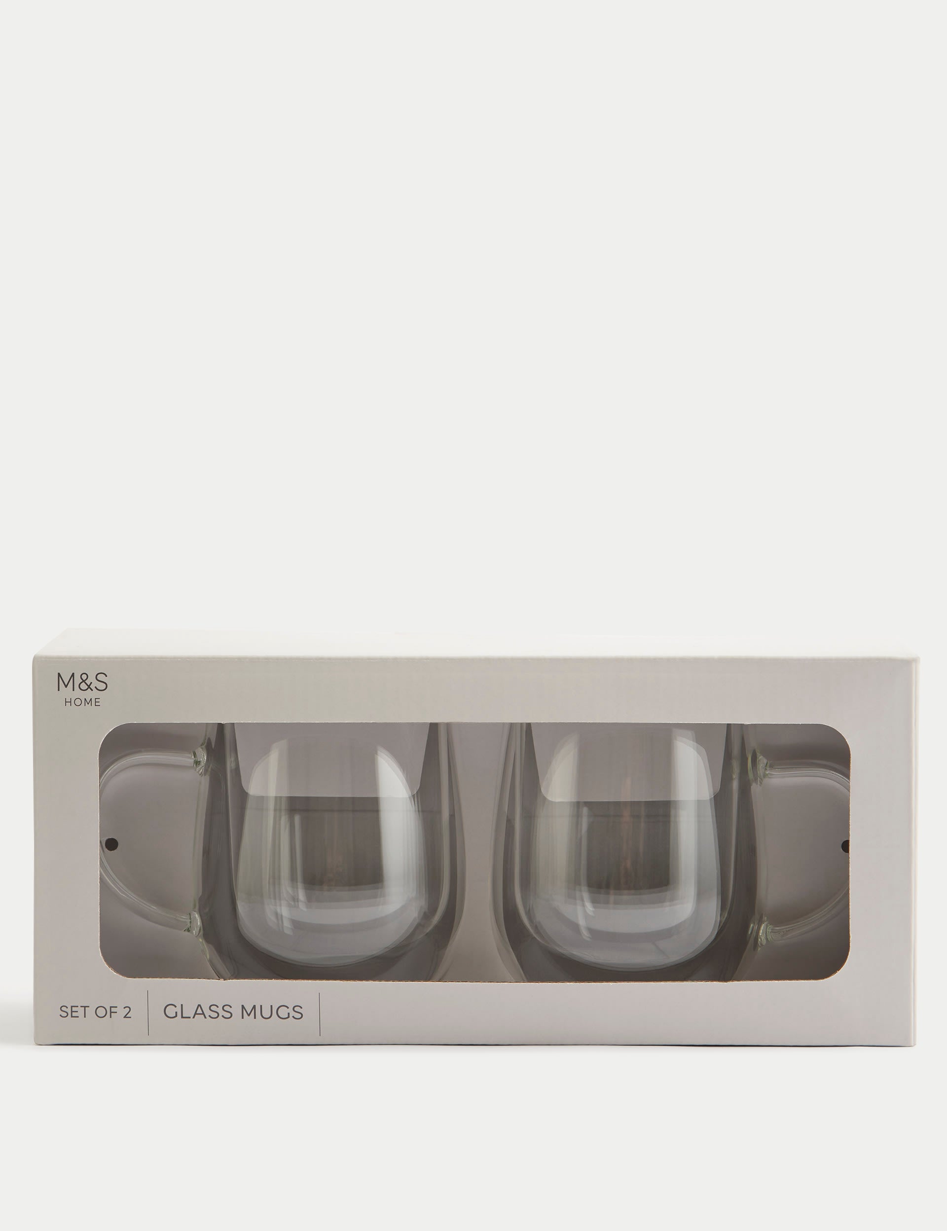Set of 2 double wall glass mugs 265ml, UK version