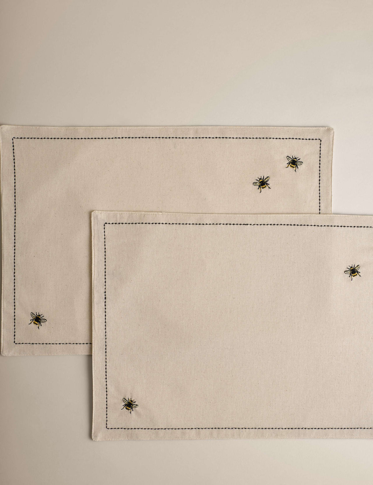 Set of 2 Embroidered Bee Cotton Placemats