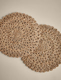 Set of 2 Floral Rattan Placemats