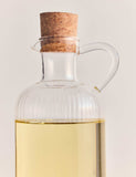 Glass oil pourers set of two with acacia wood caddy (British brand)
