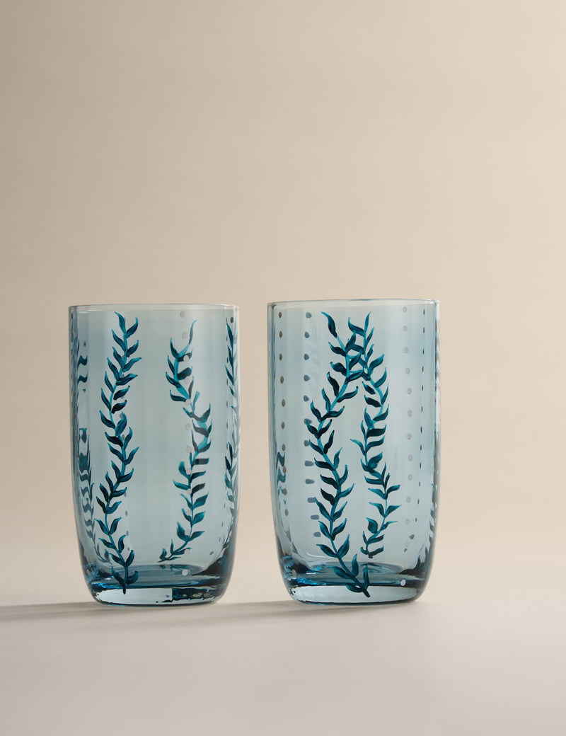 Set of 2 hand painted hi ball glasses - British product