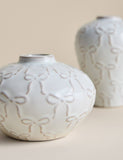Set of two mini ceramic bow vases, imported from the UK