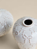 Set of two mini ceramic bow vases, imported from the UK