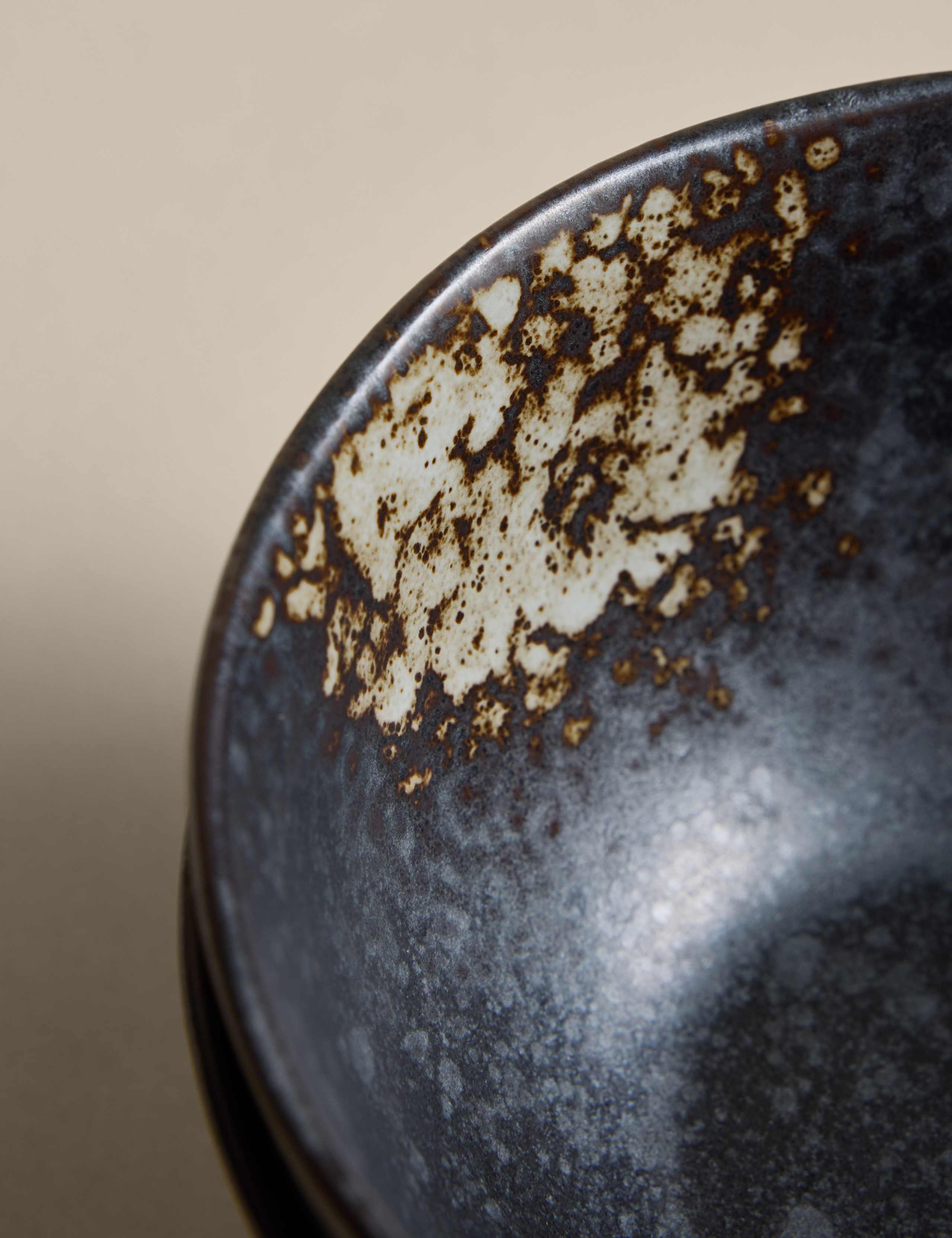 Set of 2 oxidised soy stoneware nibble bowls, imported from the UK