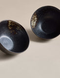 Set of 2 oxidised soy stoneware nibble bowls, imported from the UK