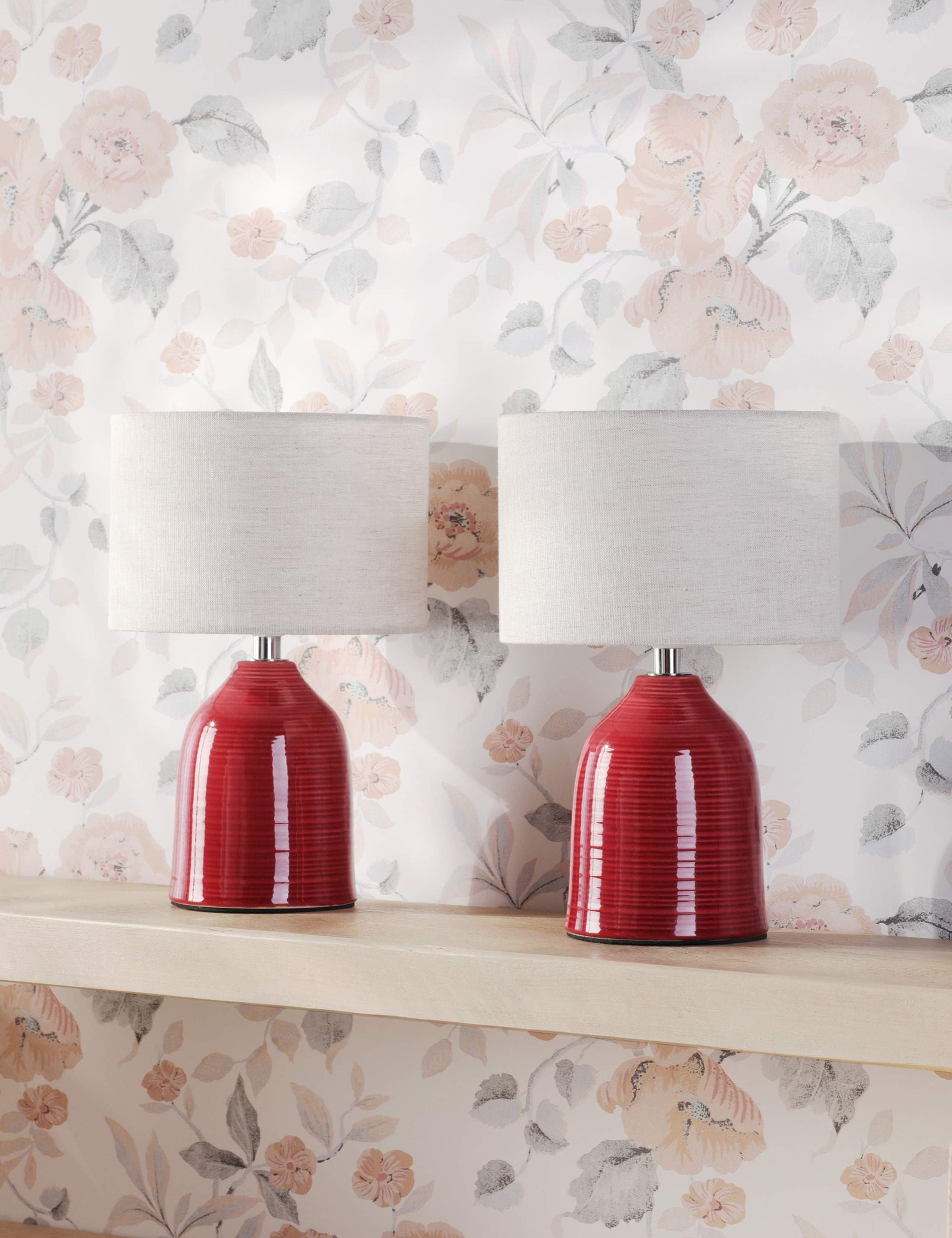 Laura Ashley Penny ceramic ribbed table lamp set (British brand)