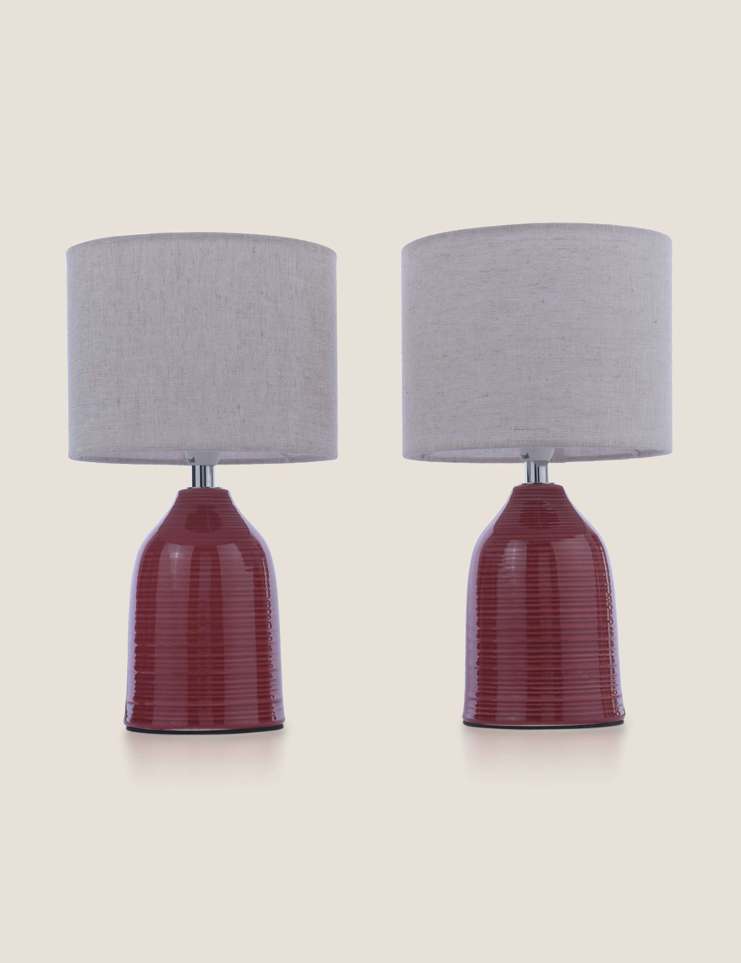 Laura Ashley Penny ceramic ribbed table lamp set (British brand)