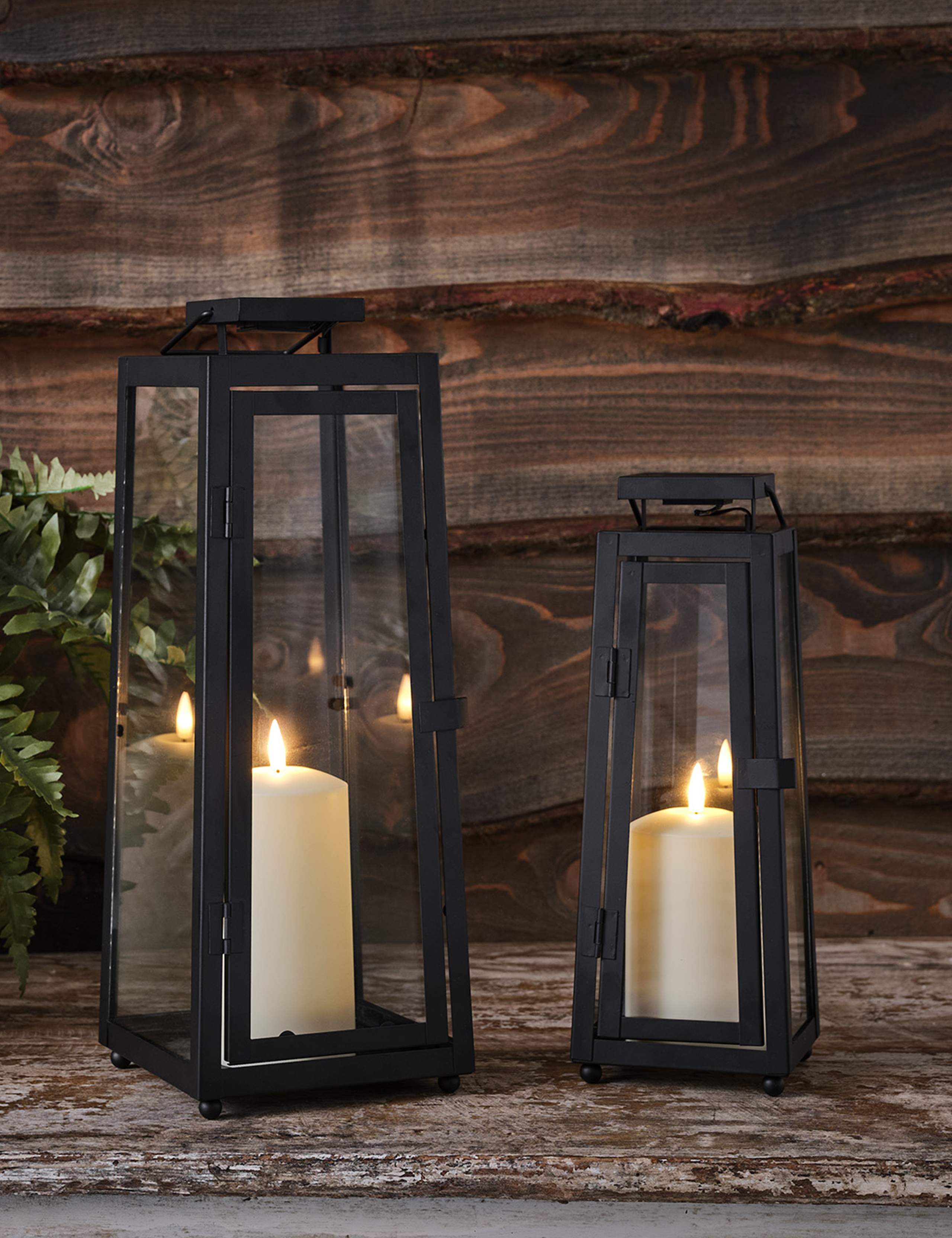 Porto solar lanterns set of 2 with TruGlow candles (British brand)
