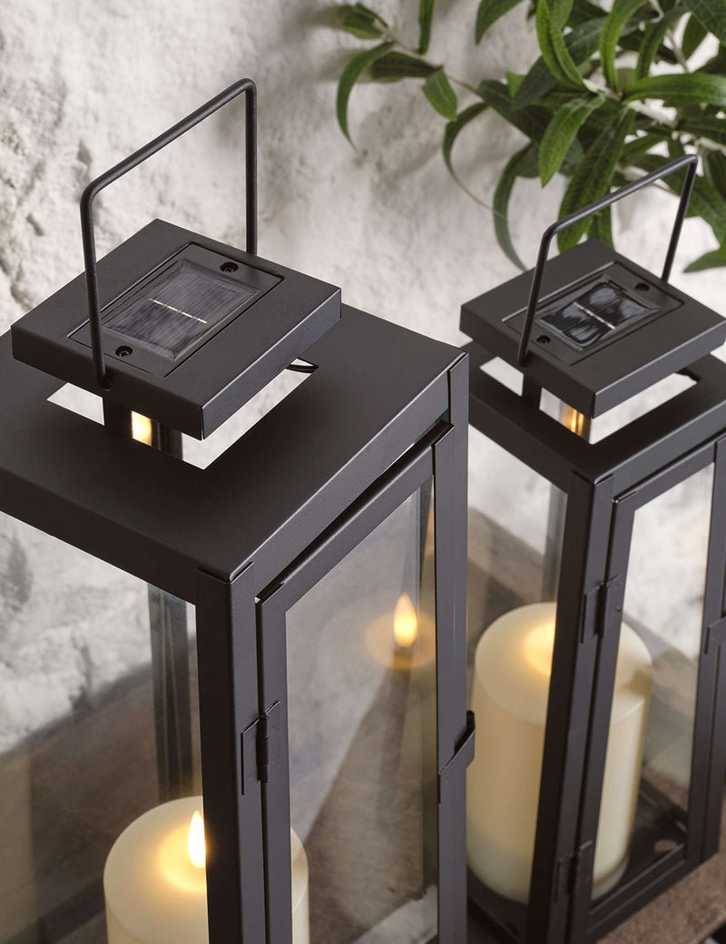 Porto solar lanterns set of 2 with TruGlow candles (British brand)