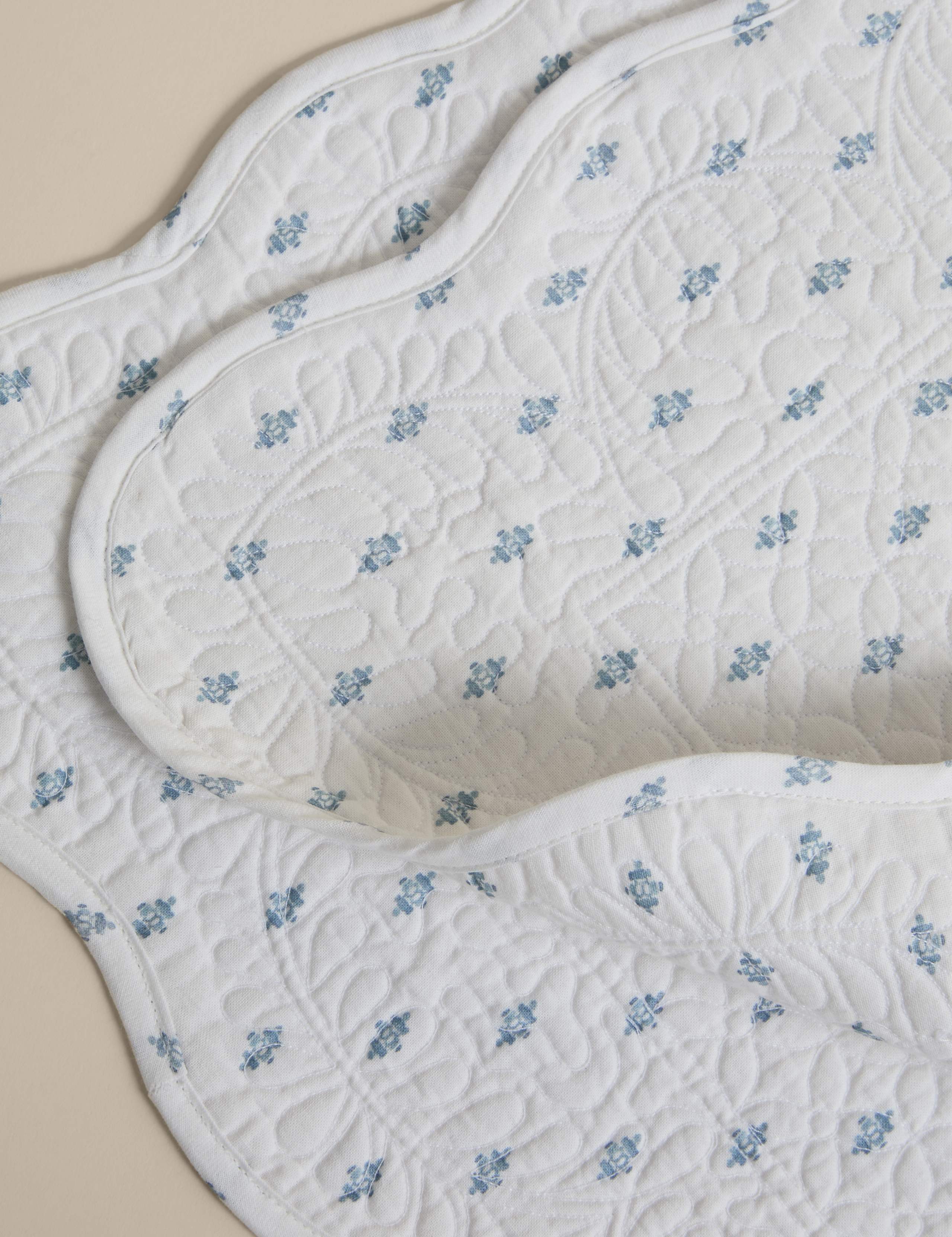 Pure cotton quilted coastal placemats set of 2 (British brand)