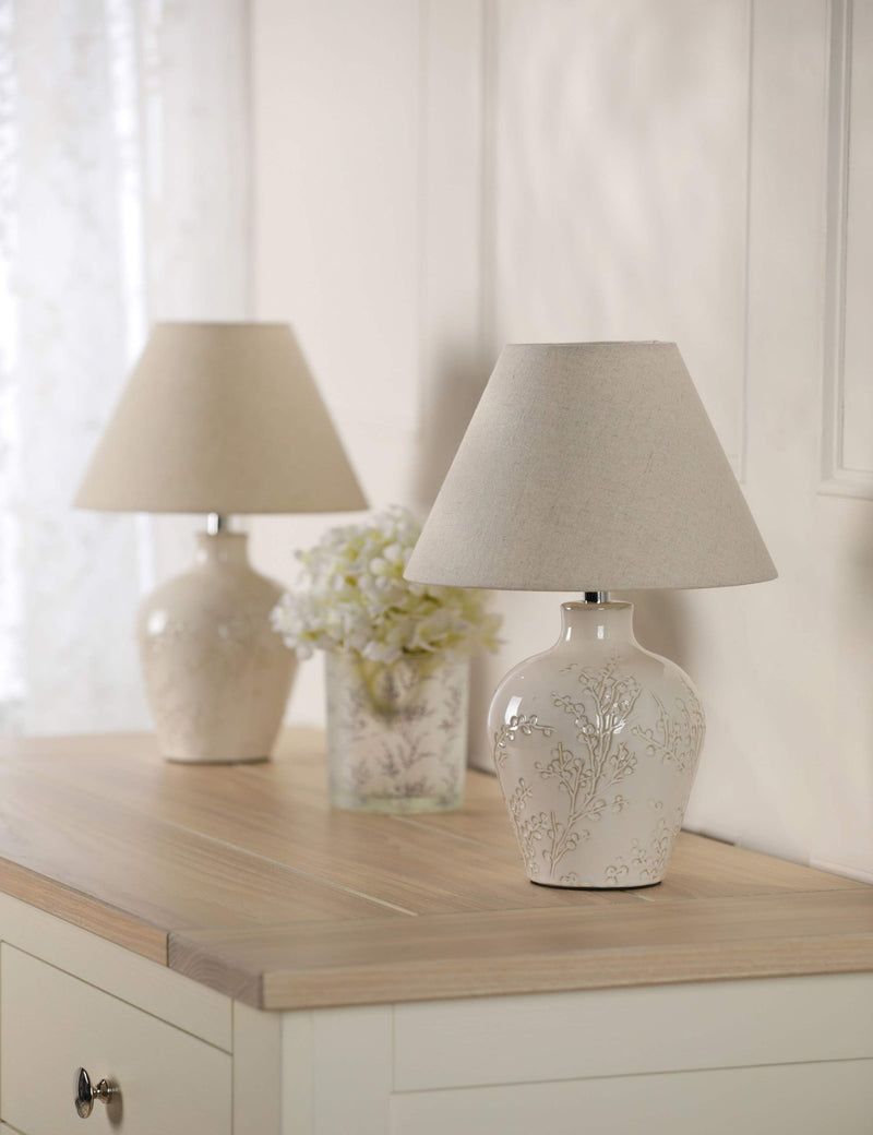 Laura Ashley set of 2 pussywillow table lamps ceramic base - British product