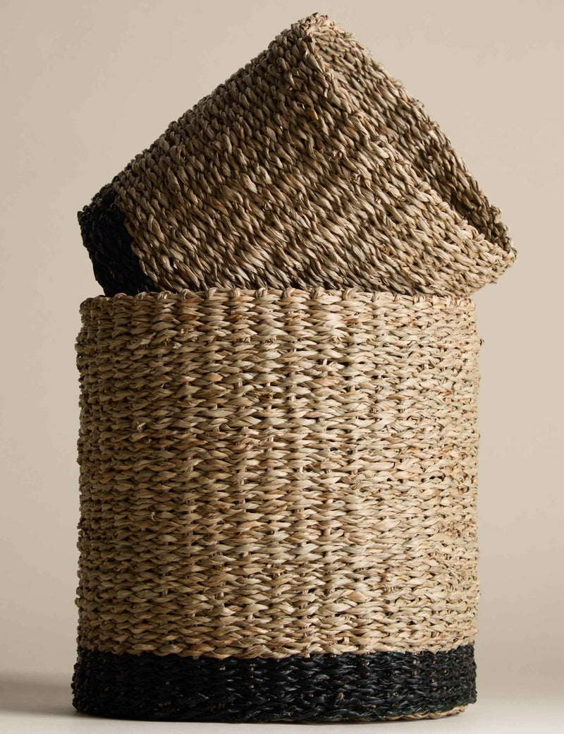 Set of 2 raffia and seagrass baskets for home storage, UK version
