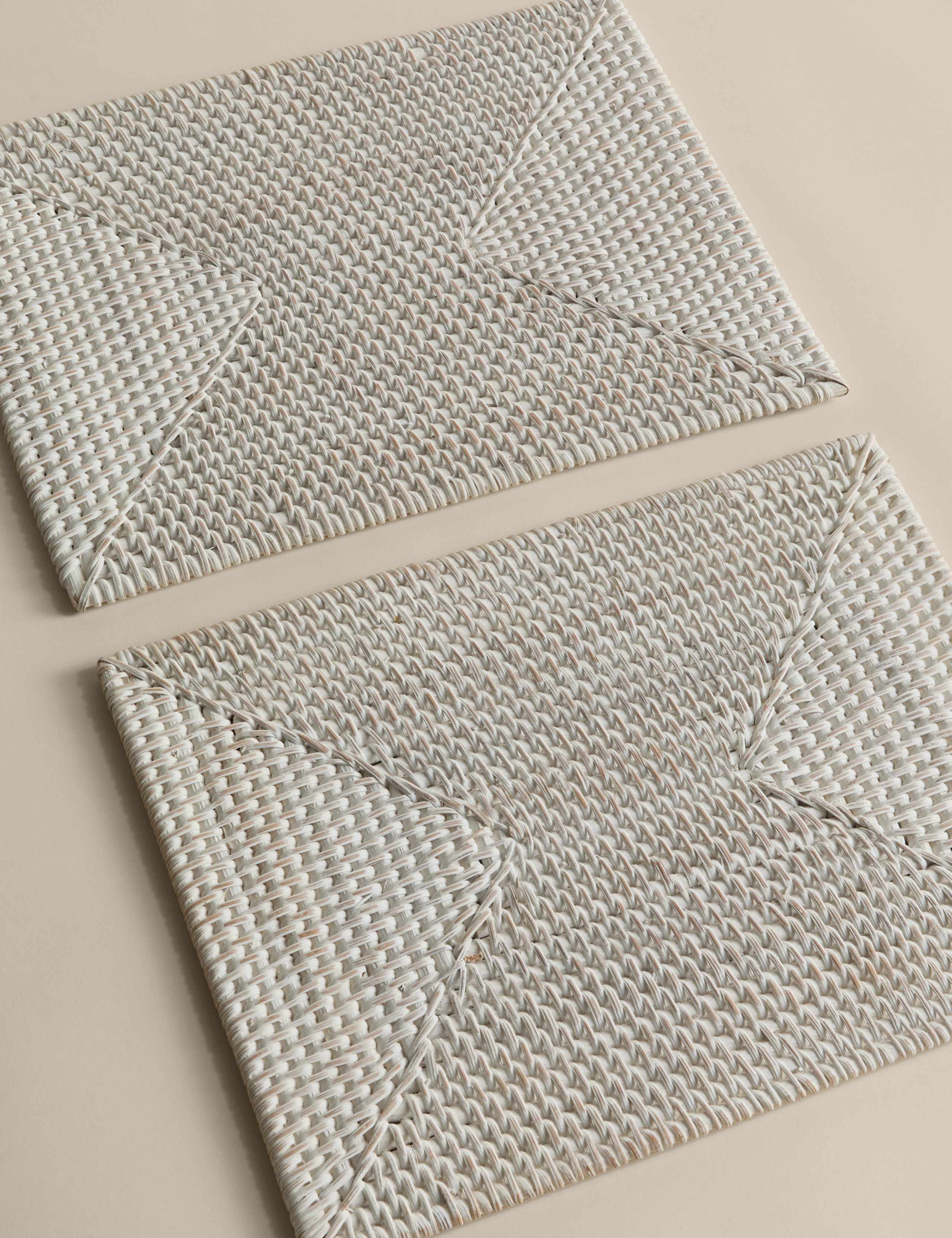 Set of 2 washed rattan placemats, UK dining table decor (British brand)