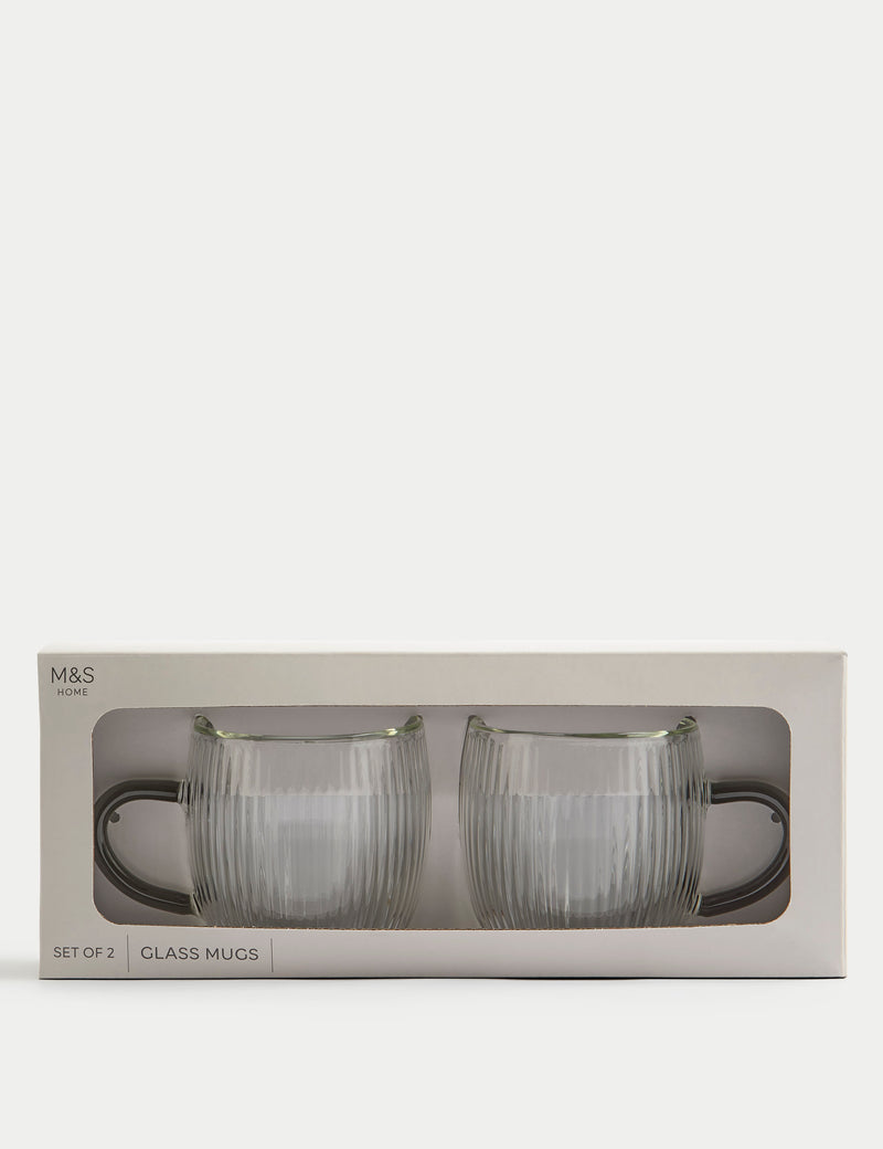 Set of 2 Ribbed Mugs