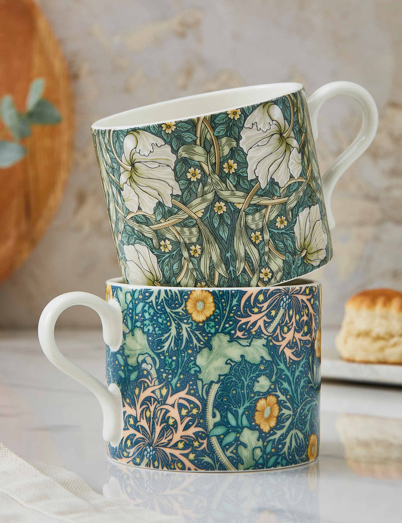 Morris & Co Set of 2 Seaweed Mugs, imported from the UK