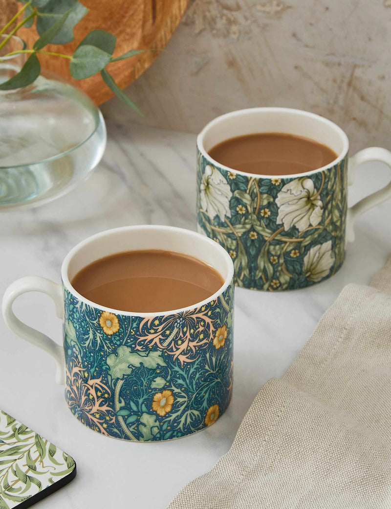 Morris & Co Set of 2 Seaweed Mugs, imported from the UK