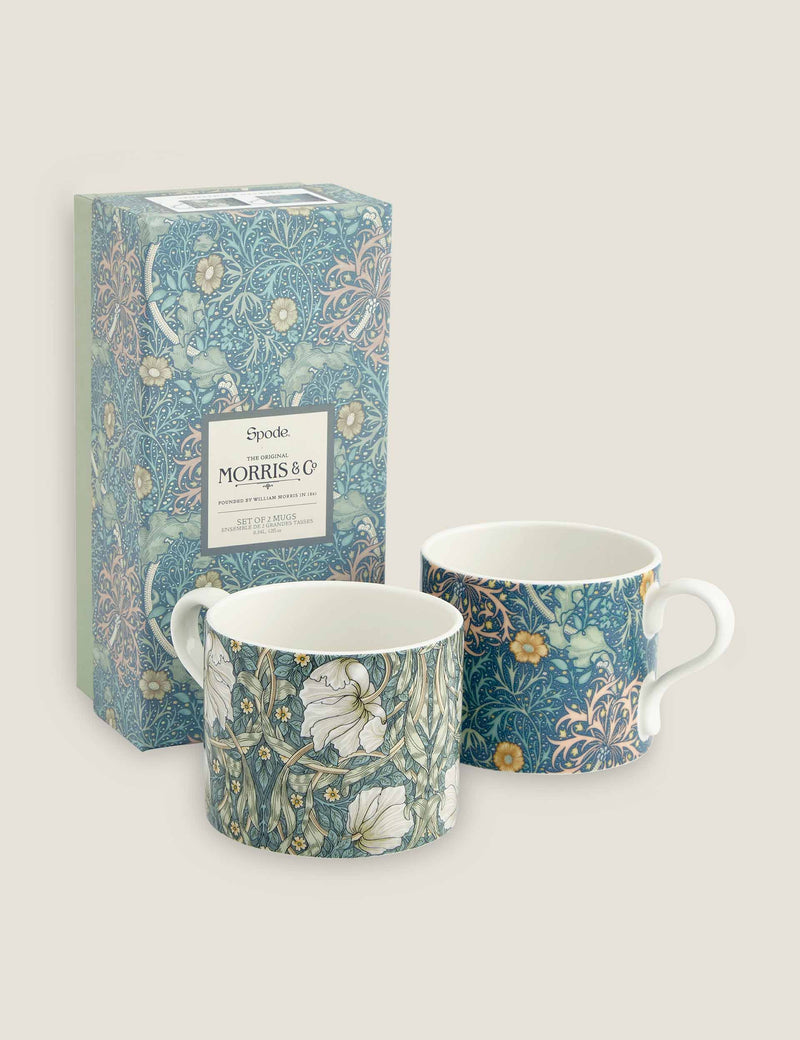 Morris & Co Set of 2 Seaweed Mugs, imported from the UK