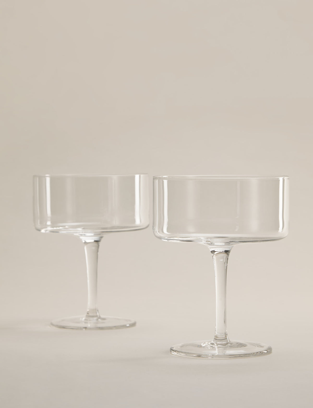 Set of two straight sided coupe glasses 13cm (British brand)