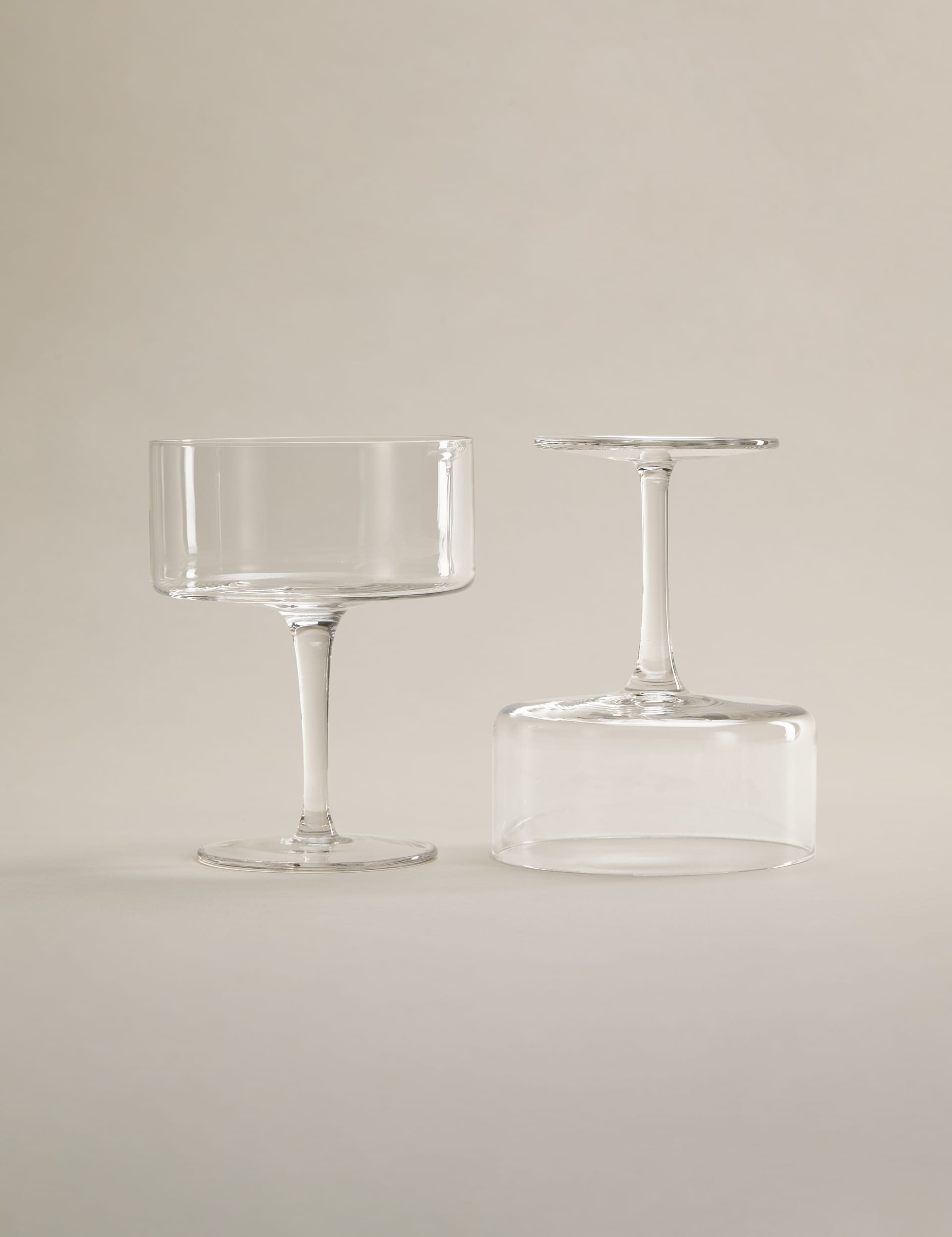 Set of 2 straight sided coupe glasses (British brand)