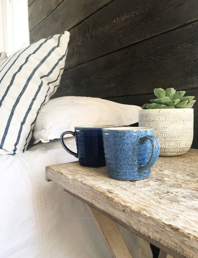 M&S Studio Blue Ridged Stoneware Mugs Set of 2- Buy online at McGrocer