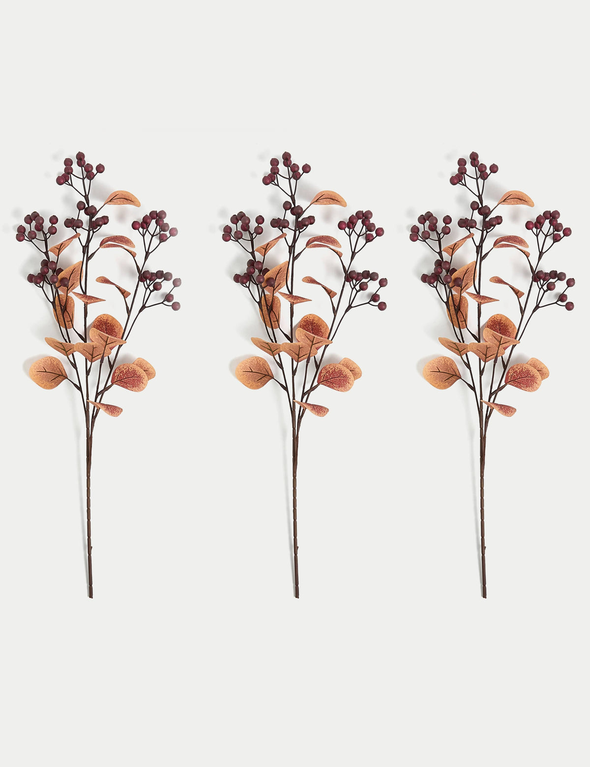 Set of 3 Artificial Berry Single Stems