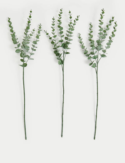 Sett med 3 kunstige eukalyptus enkeltstilker