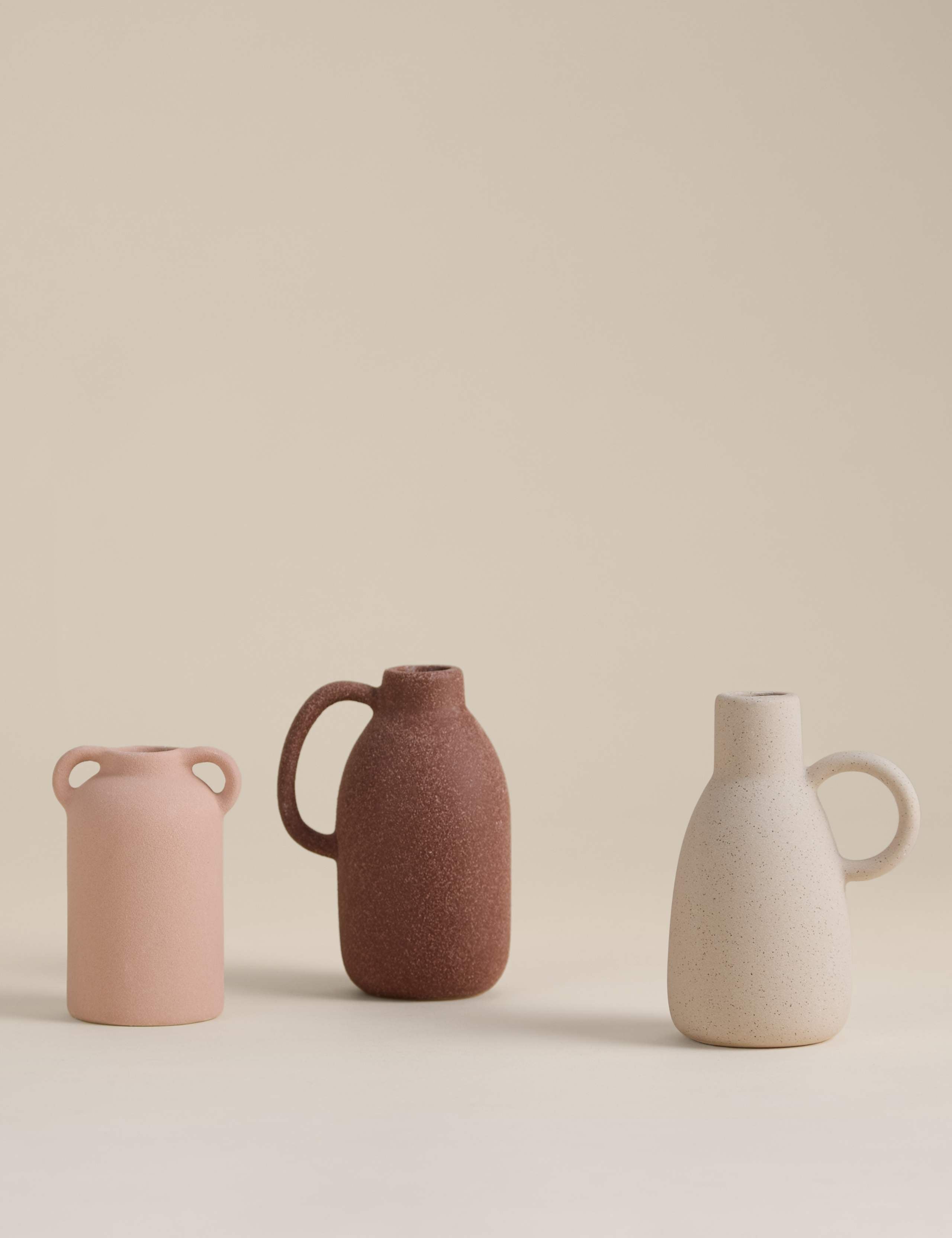 Ceramic neutral vases set of 3, Grecian style, UK version