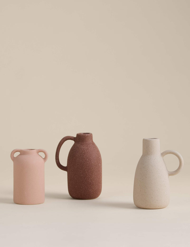 Ceramic neutral vases set of 3, Grecian style, UK version