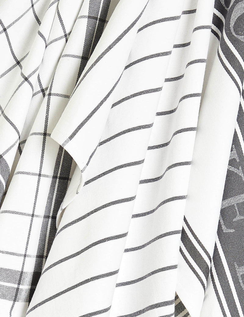 Set of 3 cotton rich striped tea towels (British brand)