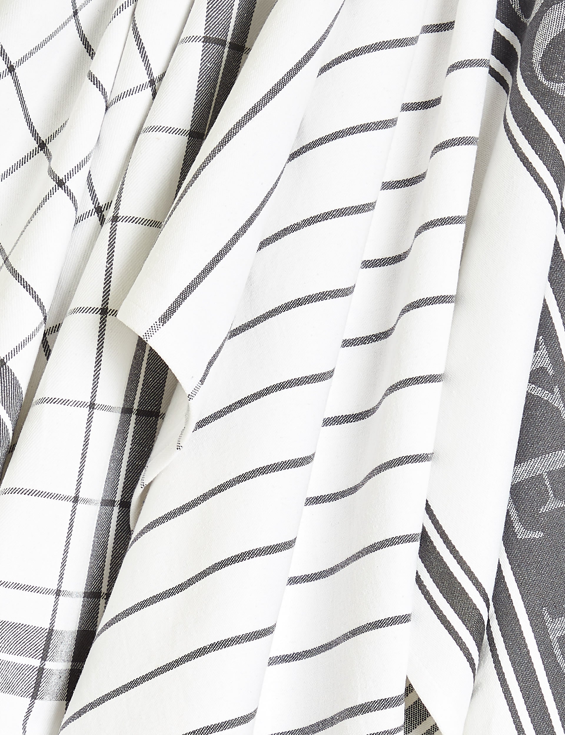 Set of 3 cotton rich striped tea towels (British brand)