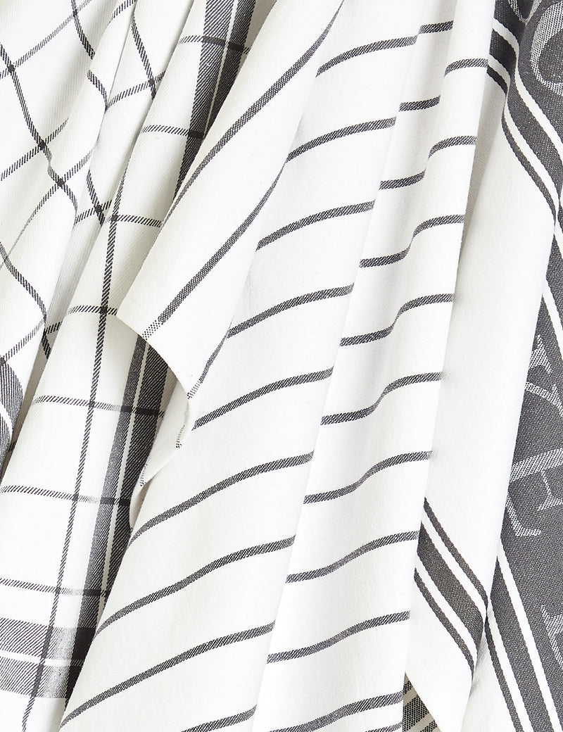 Set of 3 cotton rich striped tea towels (British brand)