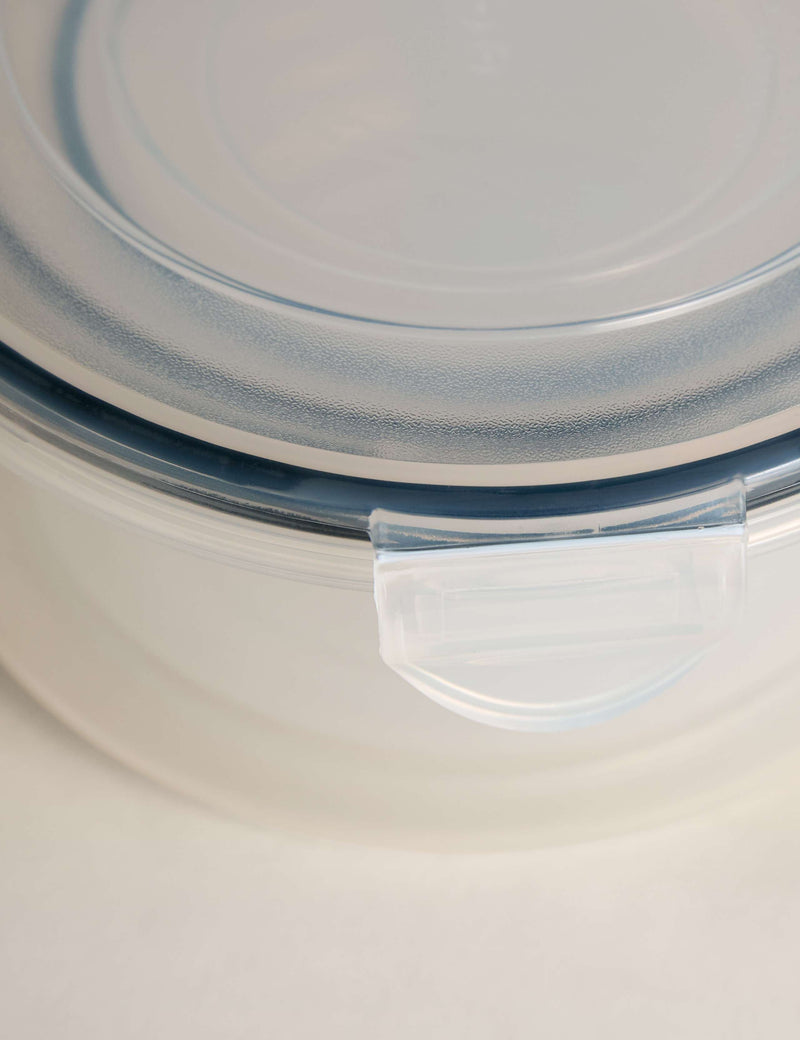 Set of three round clip storage containers 1.5L 800ml 400ml (British brand)