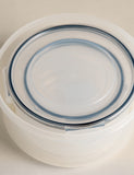 Set of three round clip storage containers 1.5L 800ml 400ml (British brand)