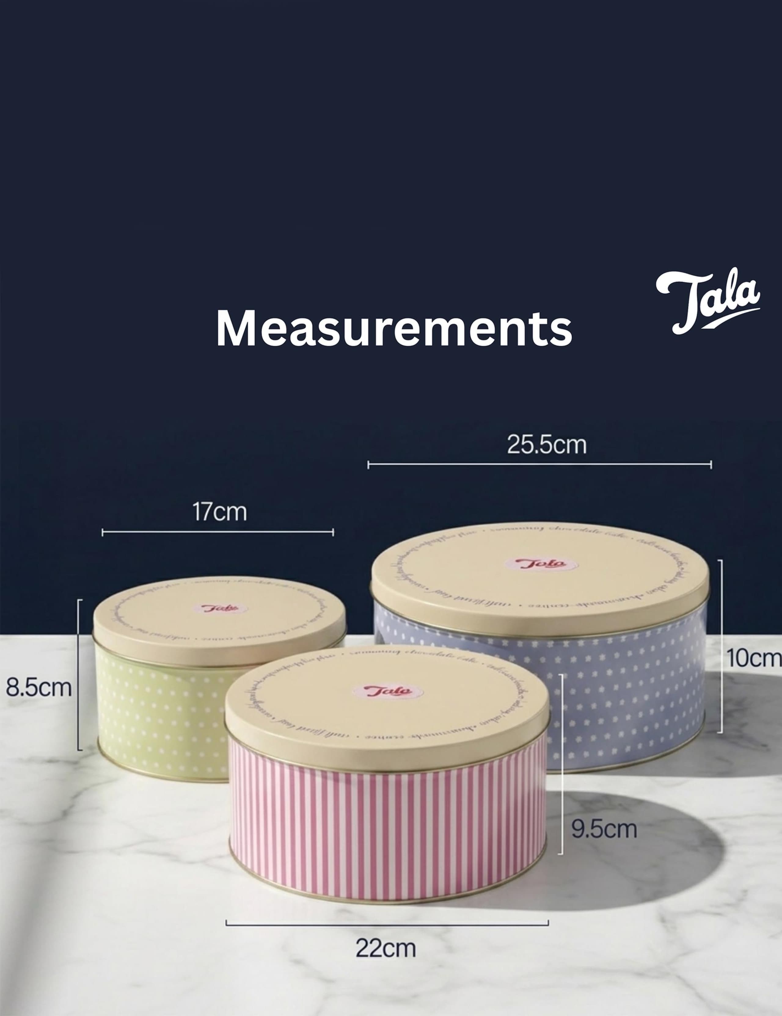 Tala retro design cake tins set of 3, imported from the UK
